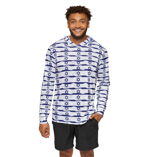 Israel Flag on Flag Lines Pattern Men's Sports Warmup Hoodie