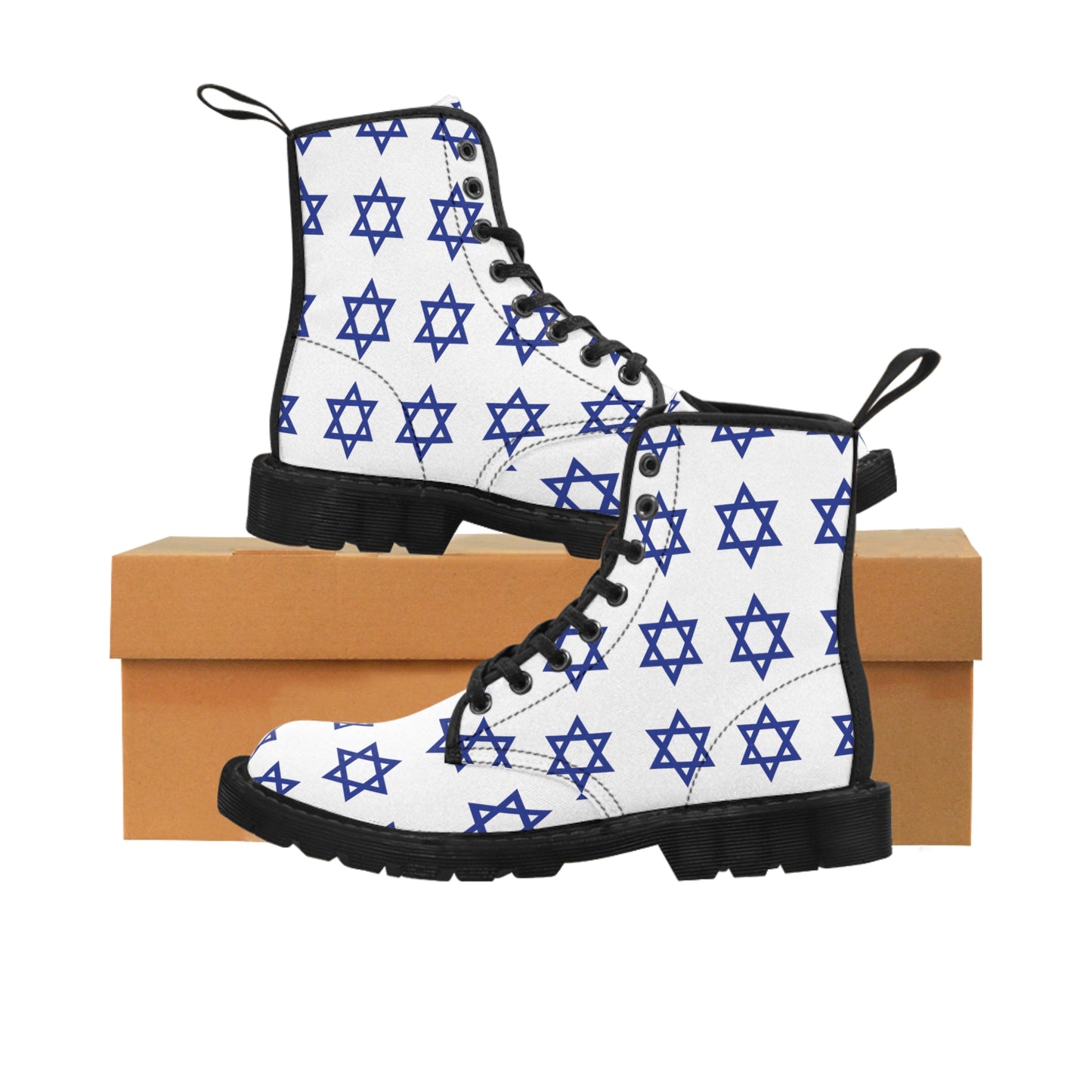 Classic Jewish Stars on White Women's Canvas Boots