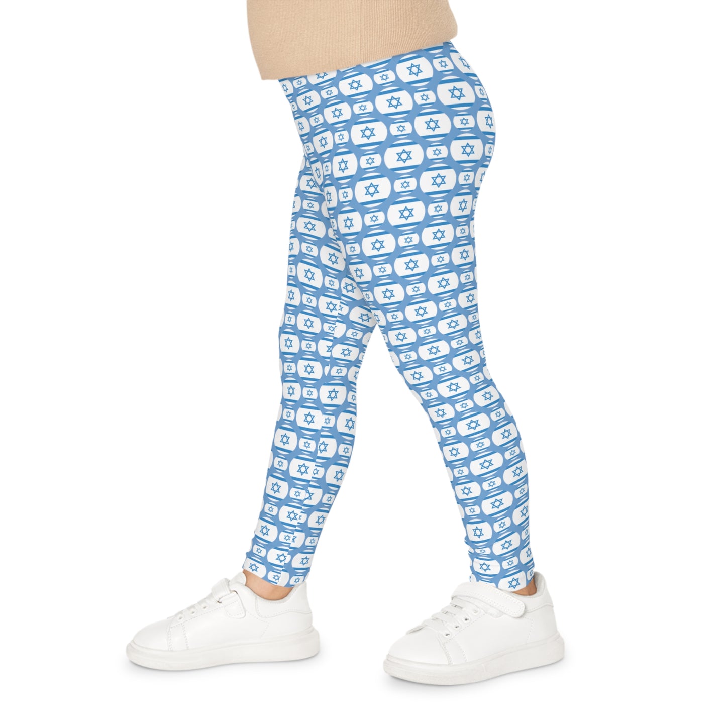 Ilan Israel Flag Pattern on Light Blue Kids Leggings