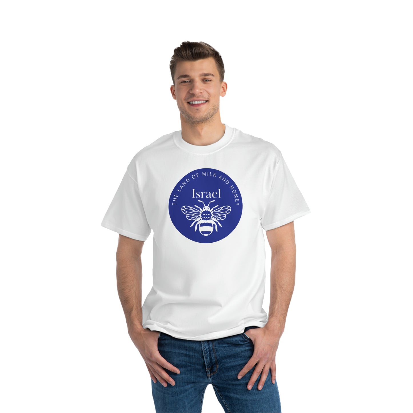 Land of Milk And Honey Solid Israel Blue Badge Beefy-T® Short-Sleeve T-Shirt