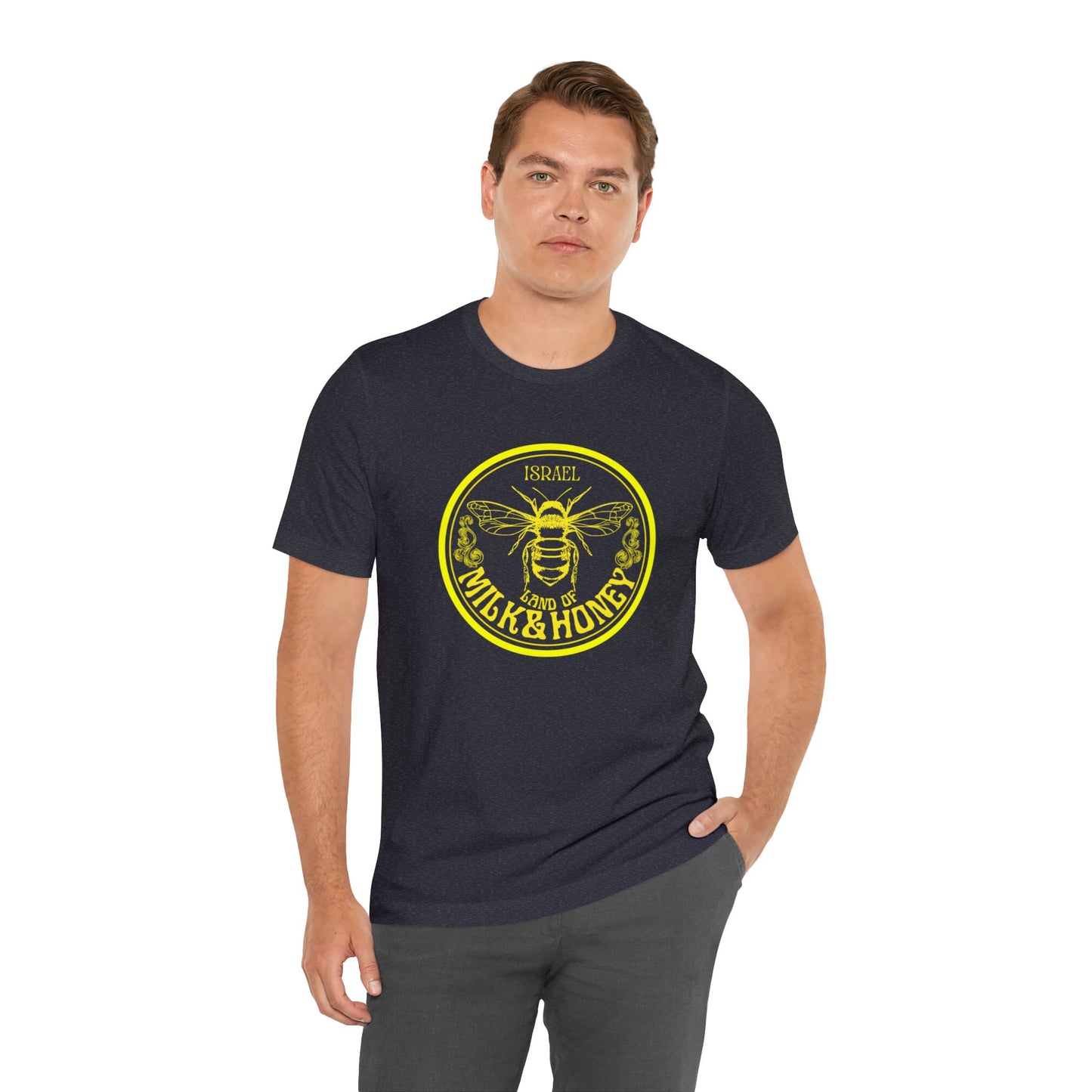 Israel Yellow Milk & Honey Badge Unisex Jersey Short Sleeve Tee