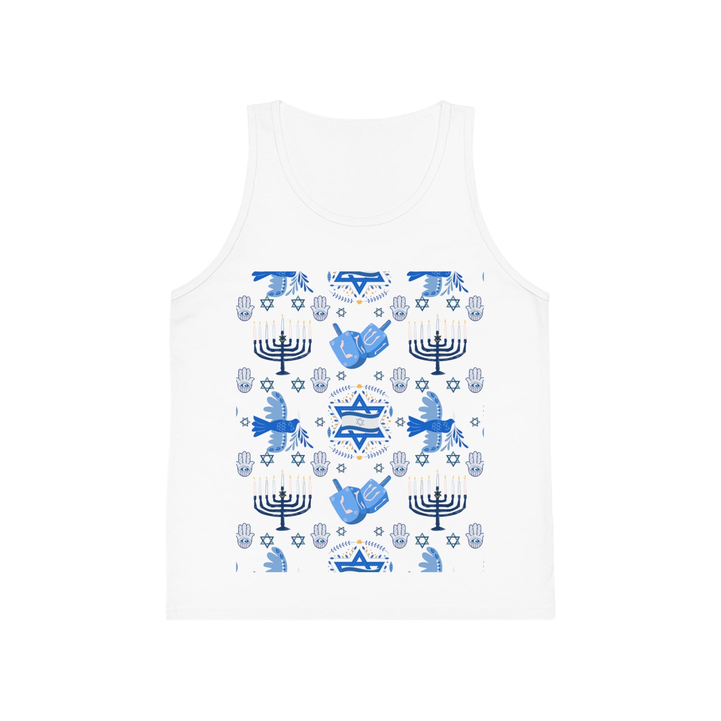 Jewish Mix Chanukah Pattern Kid's Jersey Tank Top