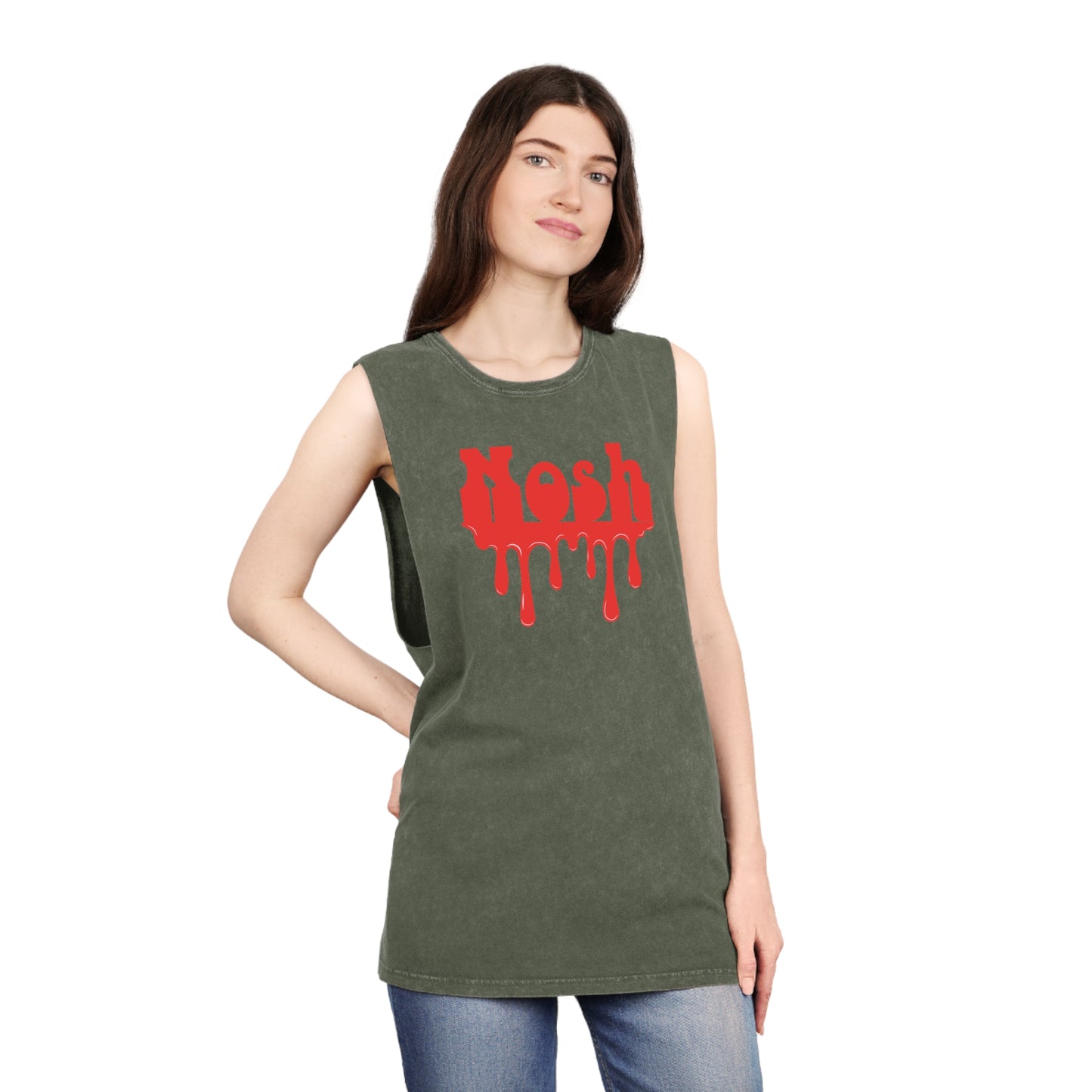 Red Dripping Nosh Unisex Stonewash Tank Top