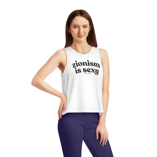 Zionism Is Sexy Black Bubble Curve Women's Dancer Cropped Tank Top