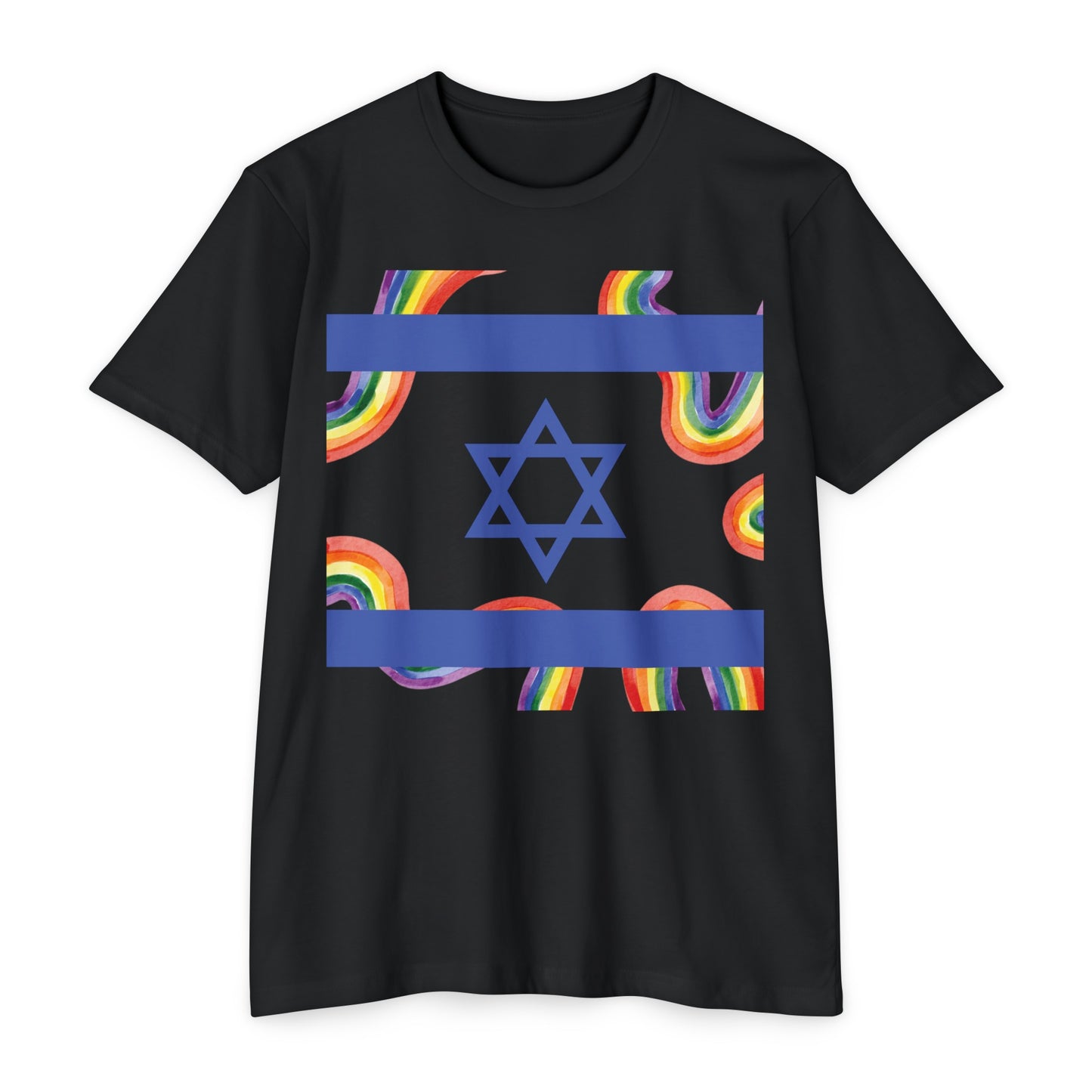 Rainbow Pride Squiggle Israel Flag CVC Jersey T-shirt