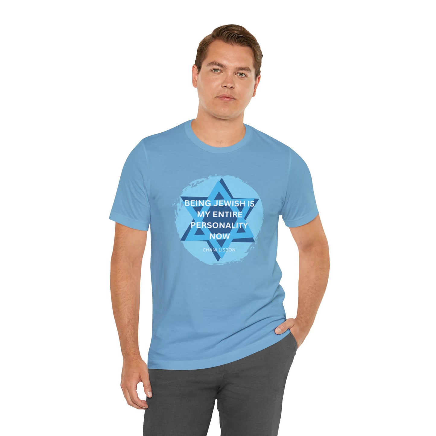 Chani Libson Jewish Personality Quote Design G Blue Unisex Jersey Short Sleeve Tee