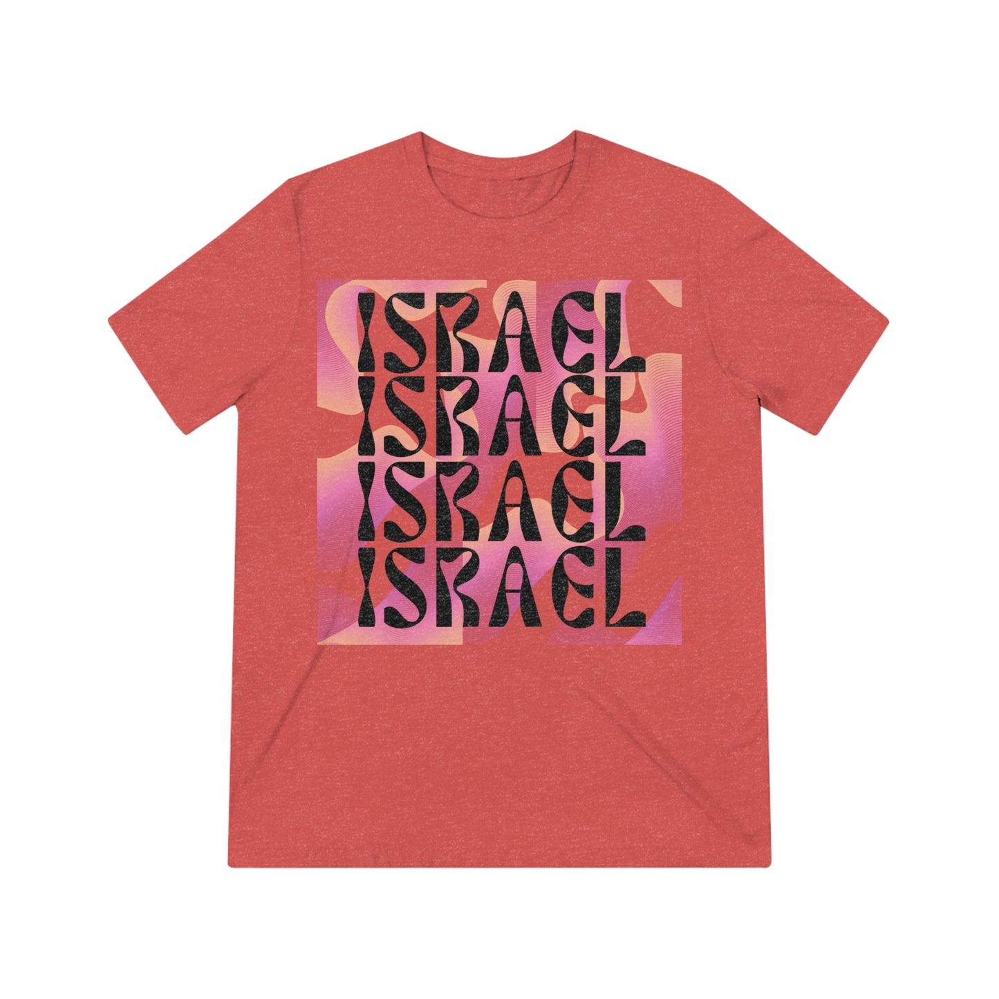 Flow & Squiggle Israel Pink & Coral Square Unisex Triblend Tee