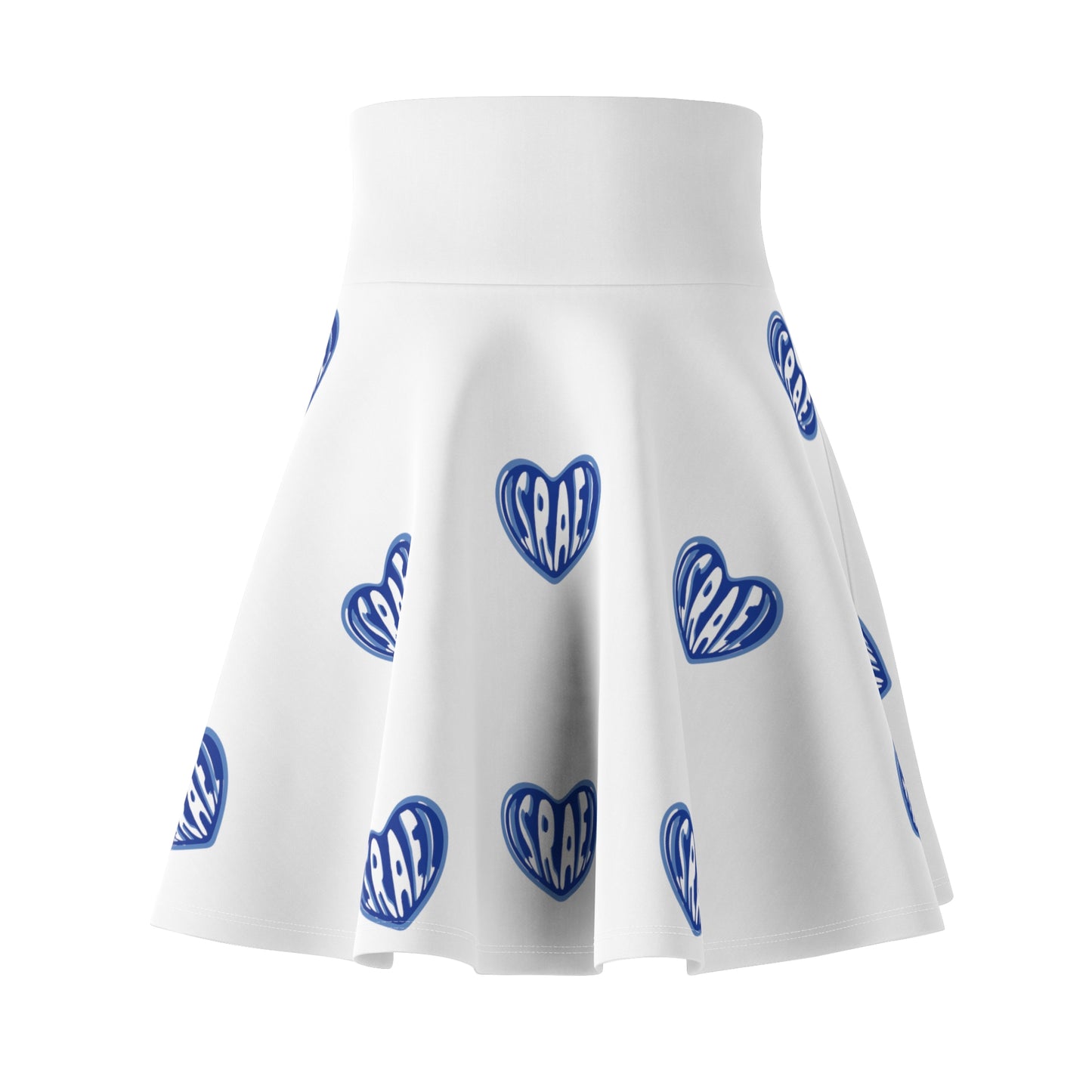 Ilana Blue Israel Heart on White Women's Skater Skirt