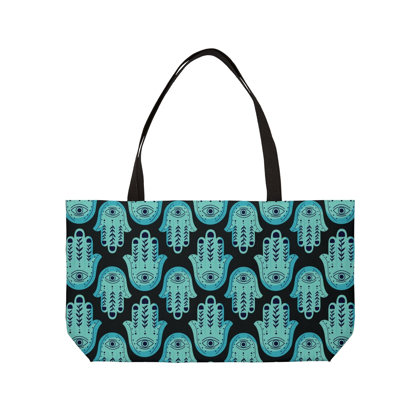 Hannah Bright Turquoise Hamsa Pattern Weekender Tote Bag