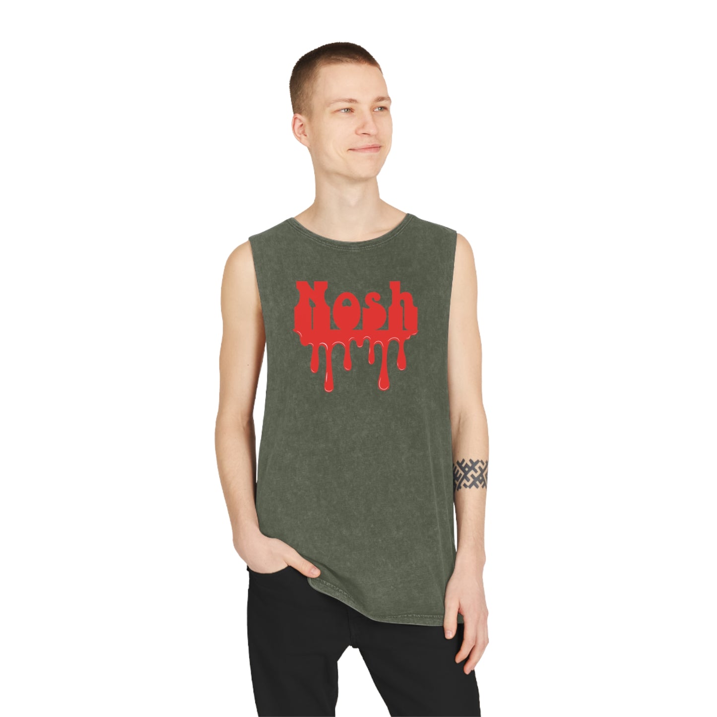 Red Dripping Nosh Unisex Stonewash Tank Top