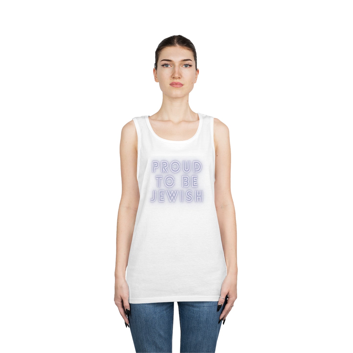 Proud To Be Jewish Blue & White Bubbles Unisex Heavy Cotton Tank Top