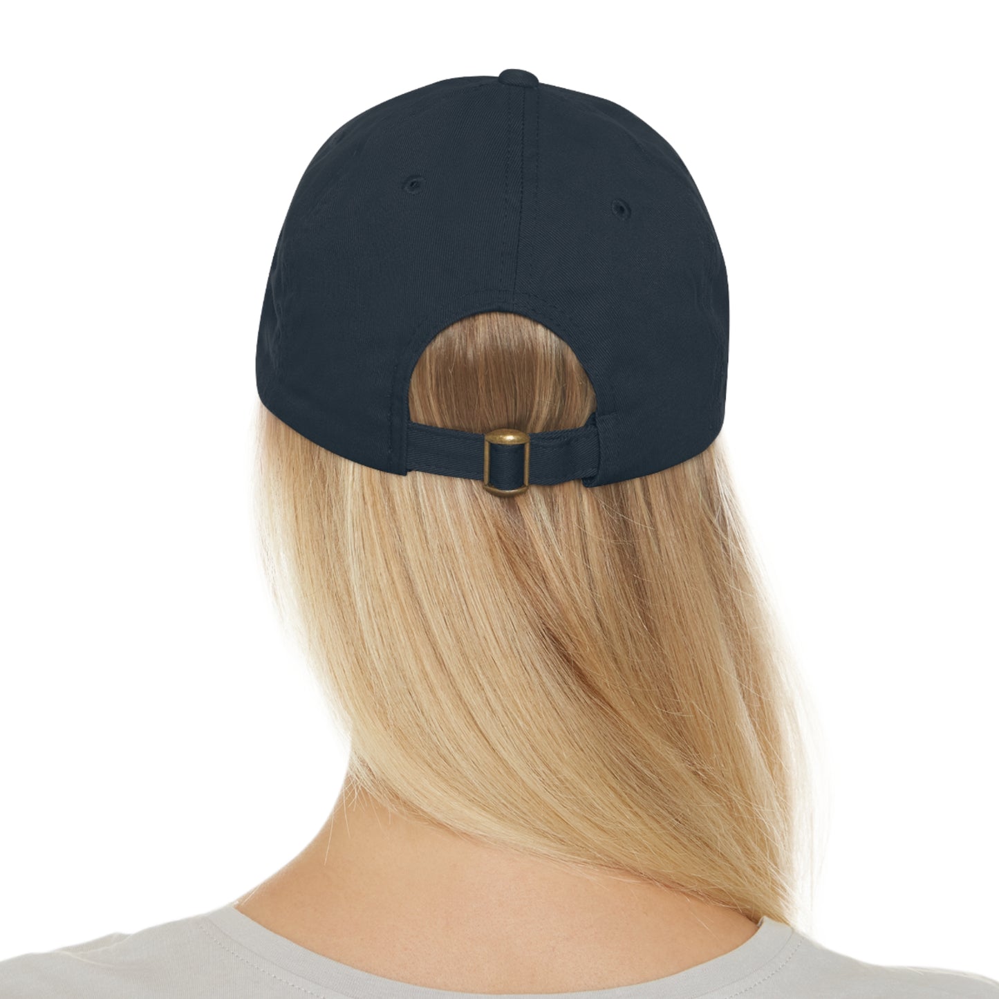 Hannah Bright Turquoise Hamsa Pattern Dad Hat with Leather Patch