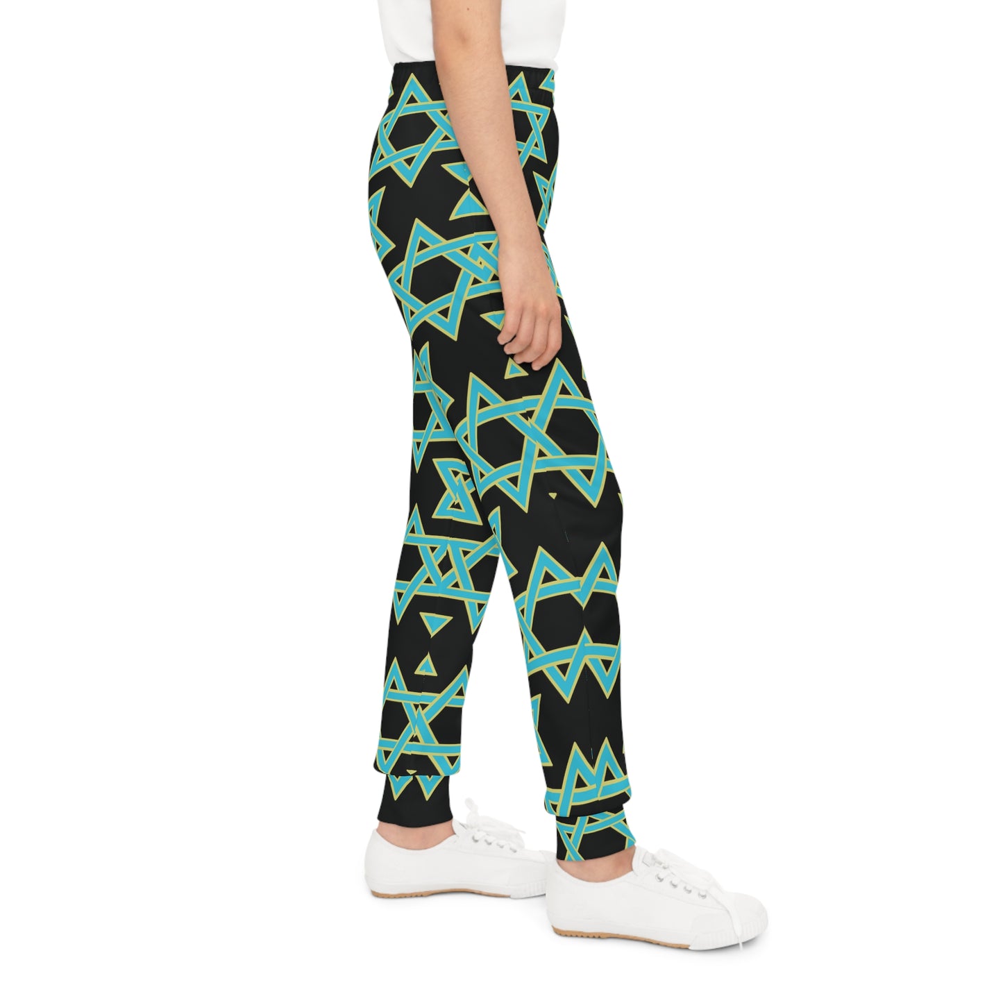 Akira Turquoise & Green Magan David on Black Youth Joggers