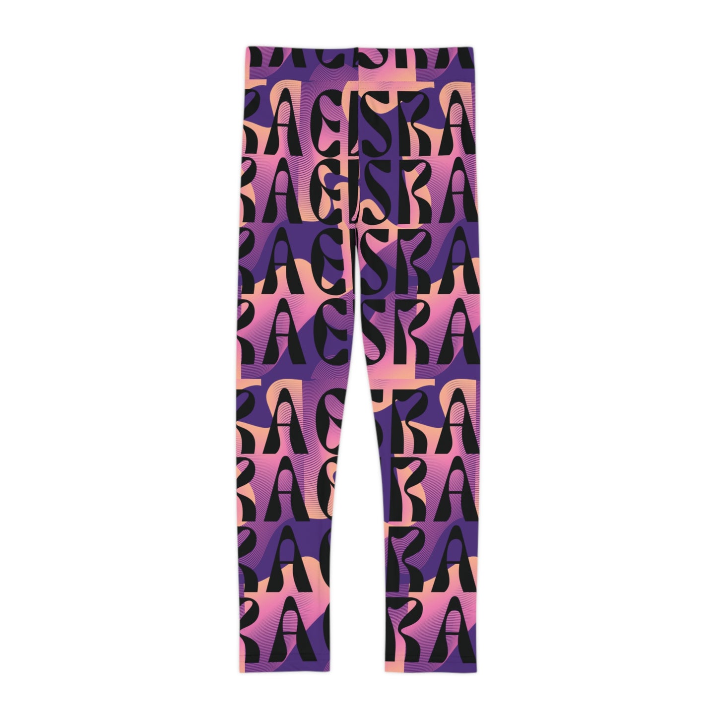 Flow & Squiggle Israel Pink & Coral on Purple Kids Leggings