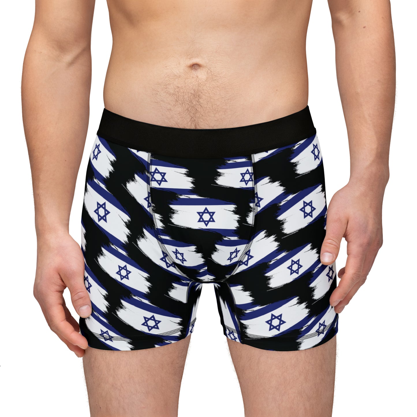 Ilay Larger Israel Flag Pattern on Black Men's Boxers