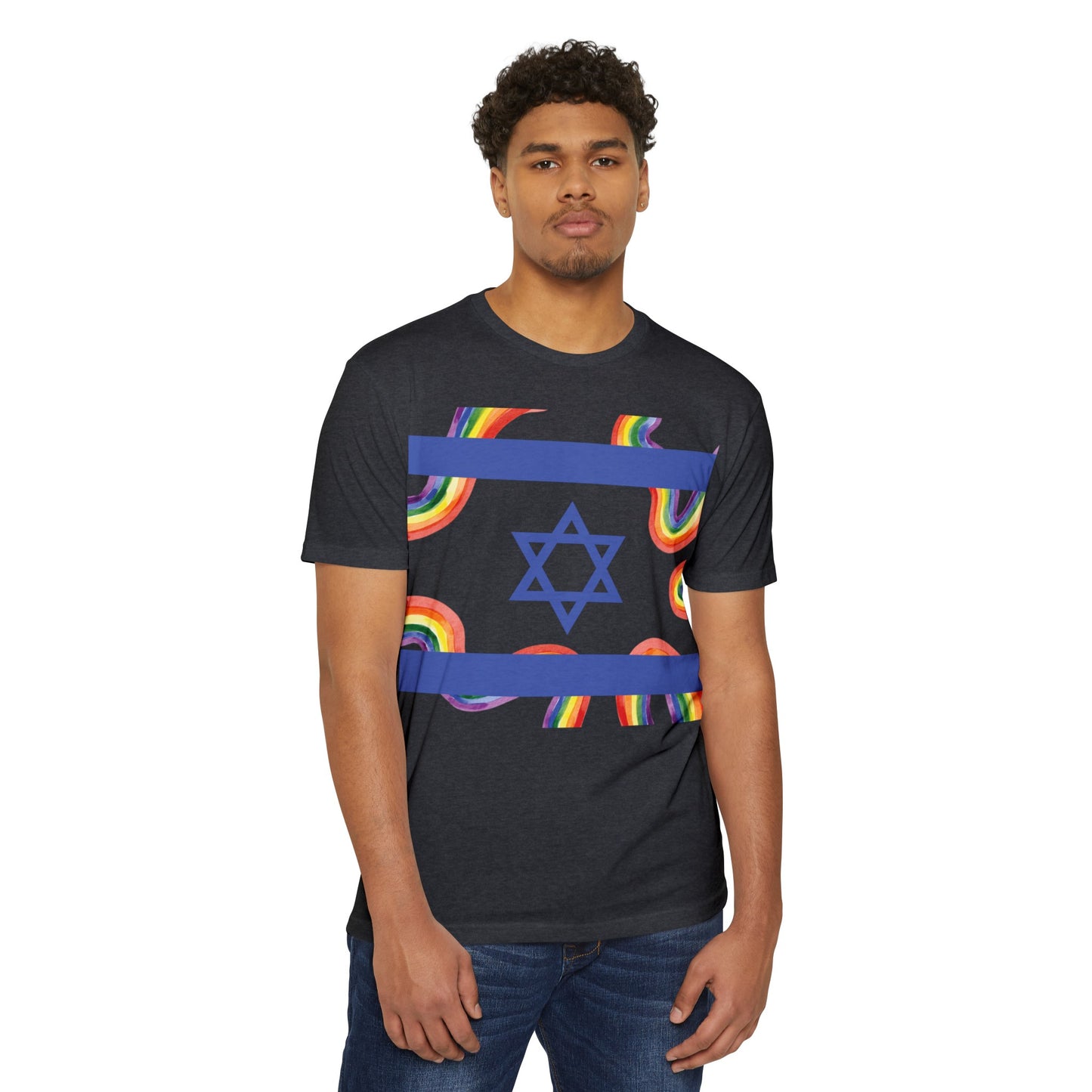 Rainbow Pride Squiggle Israel Flag CVC Jersey T-shirt