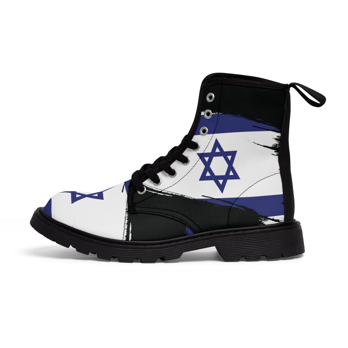 Ilay Larger Israel Flag Pattern on Black Women's Canvas Boots