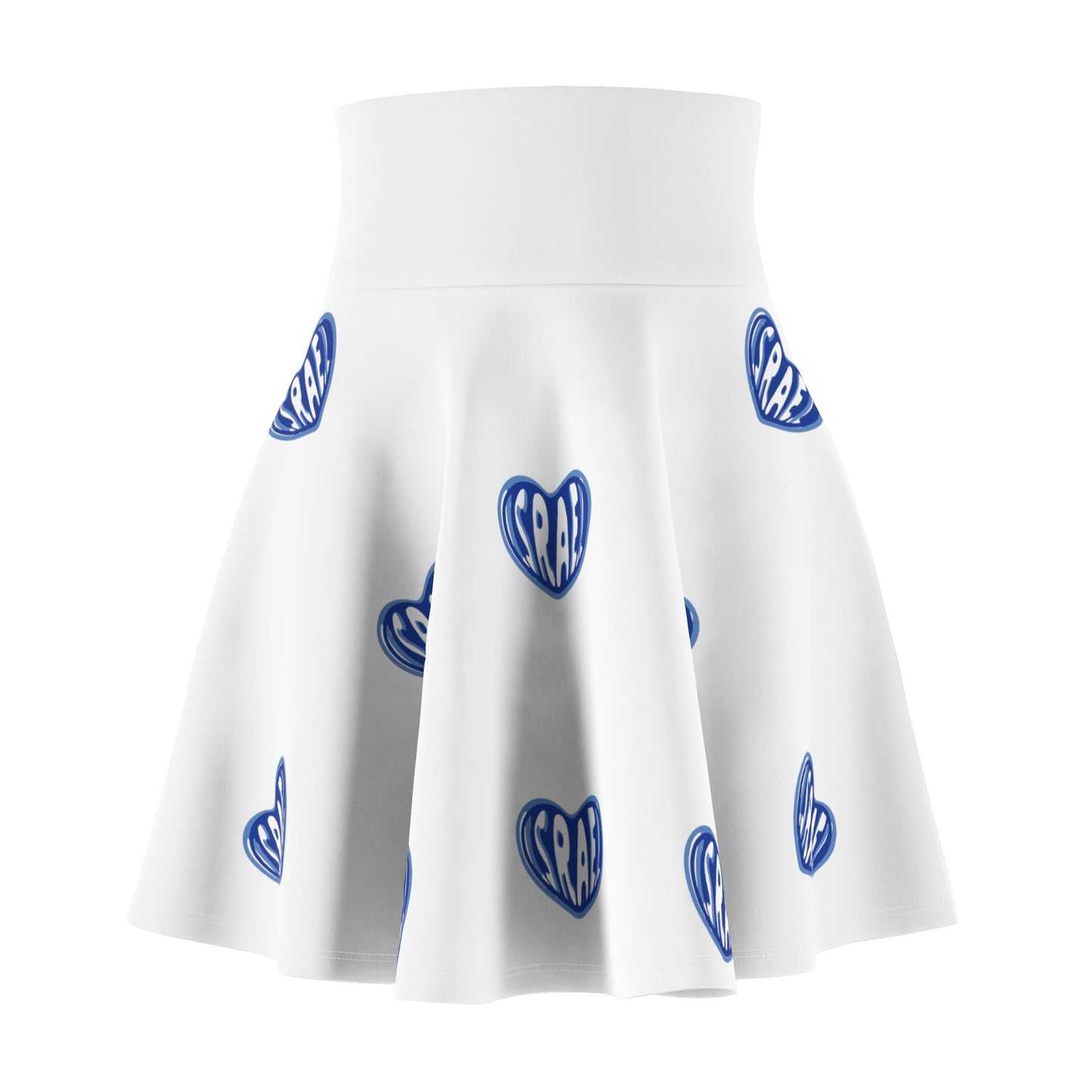 Ilana Blue Israel Heart on White Women's Skater Skirt