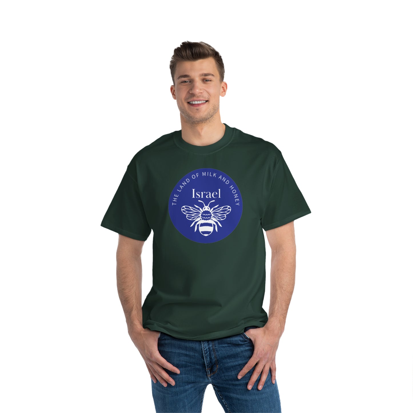 Land of Milk And Honey Solid Israel Blue Badge Beefy-T® Short-Sleeve T-Shirt