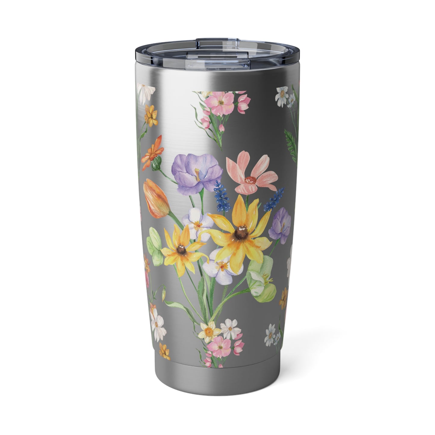 Yvonne Floral Pattern Silver Vagabond 20oz Tumbler