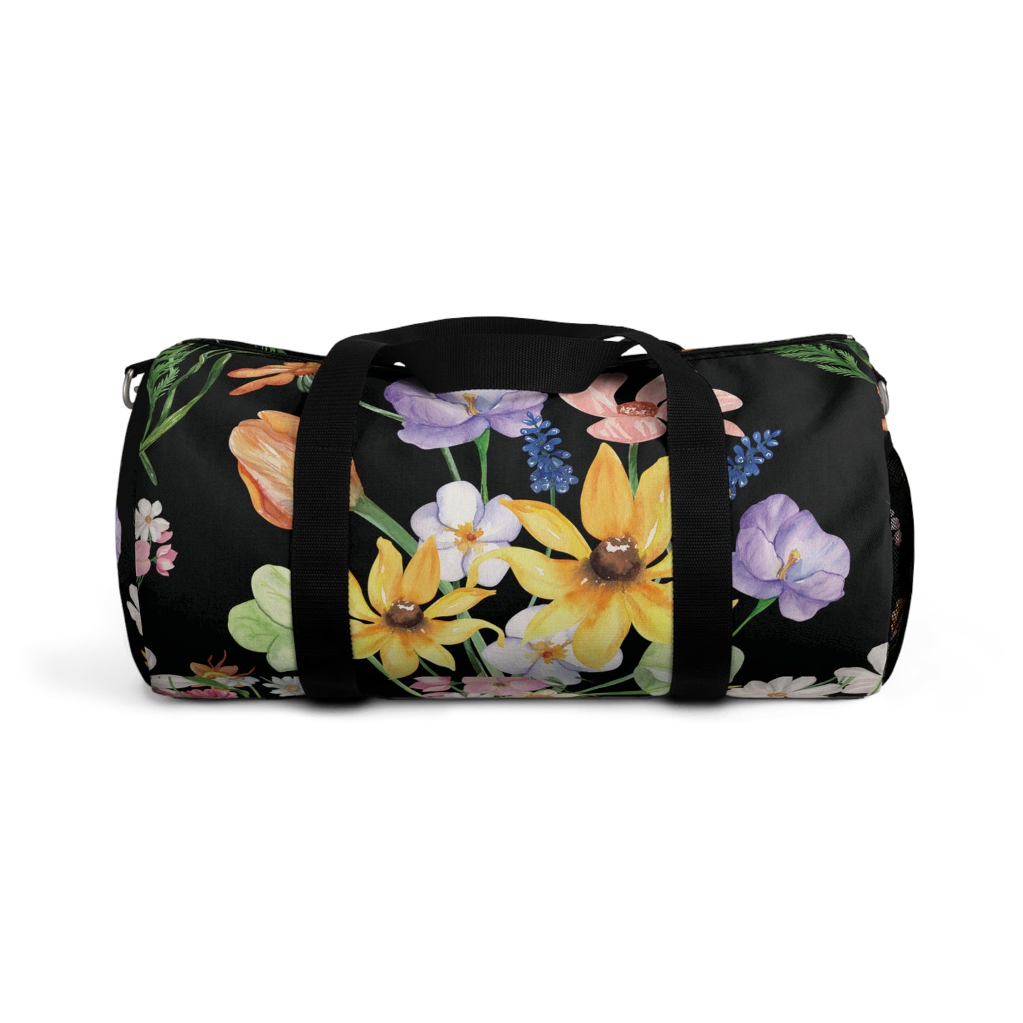 Yvonne Floral Pattern on Black Duffel Bag