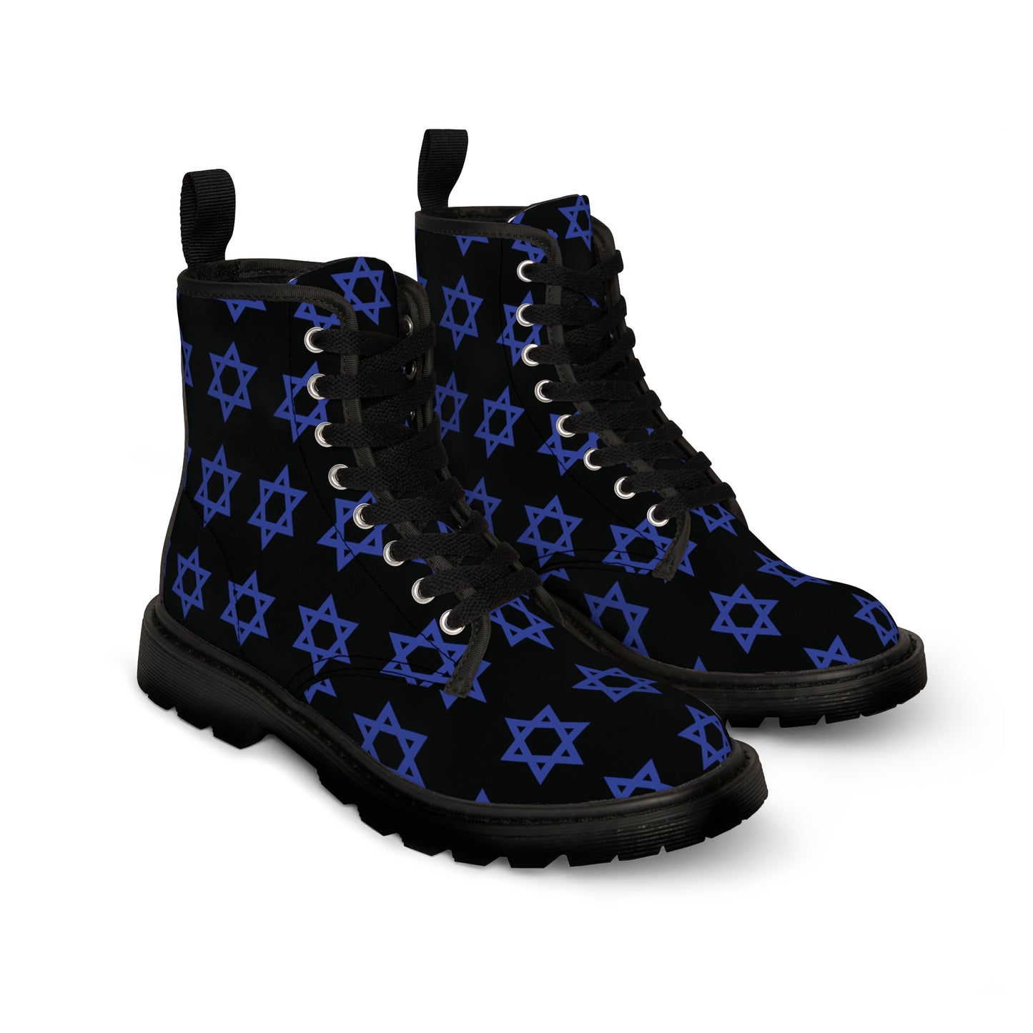 Classic Jewish Stars on Black Women's Canvas Boots