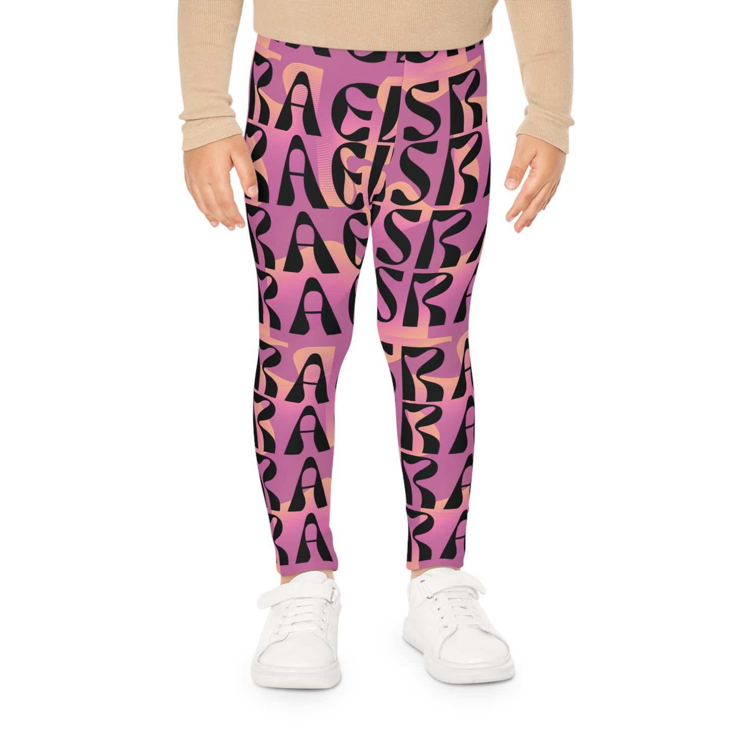 Flow & Squiggle Israel Pink & Coral on Pink Kids Leggings