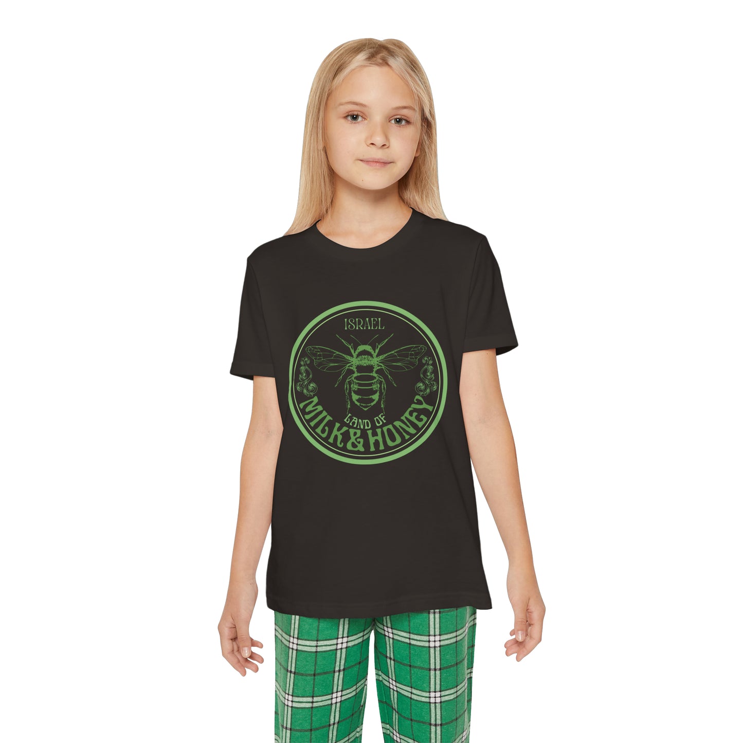 Israel Green Milk & Honey Badge Youth Short Sleeve Outfit Set