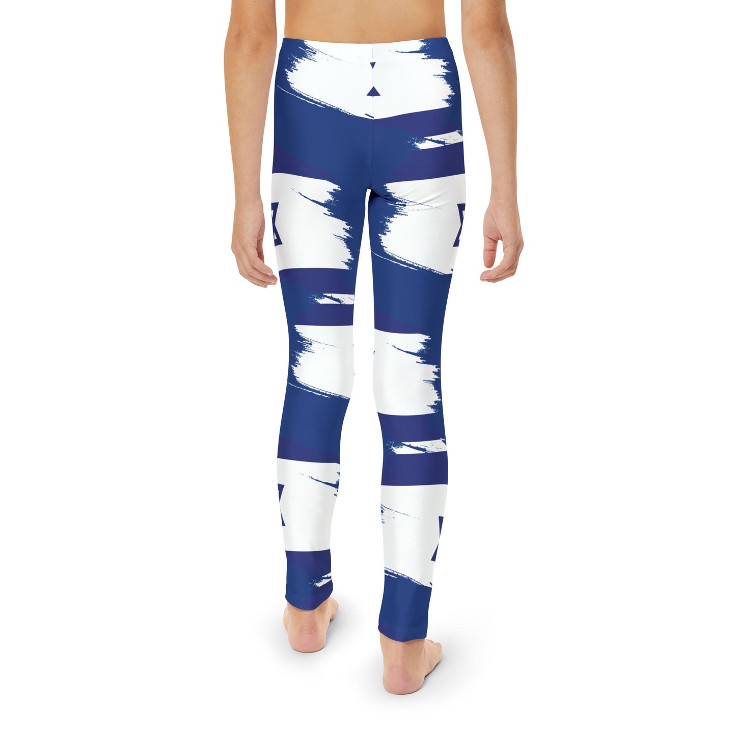 Ilay Larger Israel Flag Pattern on Blue Youth Full-Length Leggings