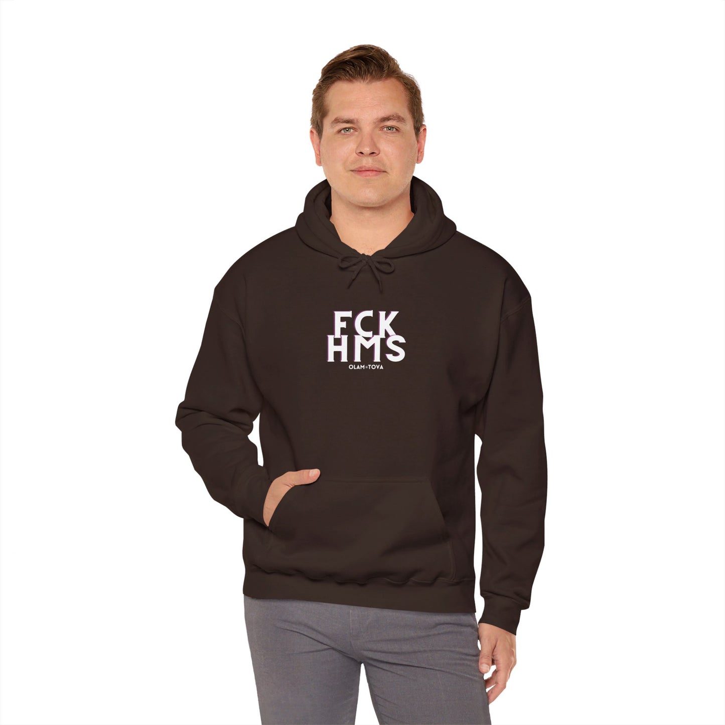 FCK HMS White & Pink Unisex Heavy Blend™ Hooded Sweatshirt