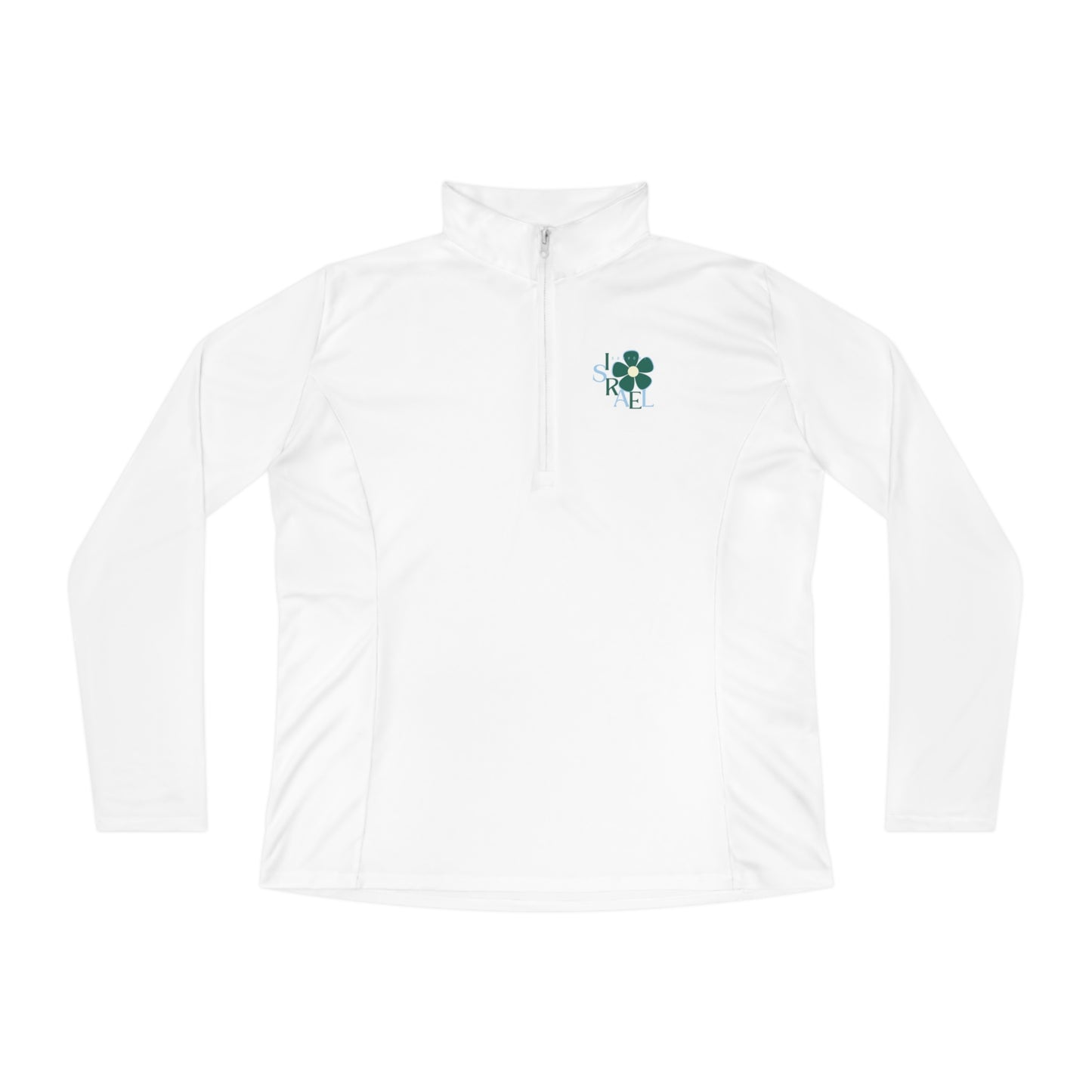 Isa Emerald & Blue Support Israel Flower Ladies Quarter-Zip Pullover