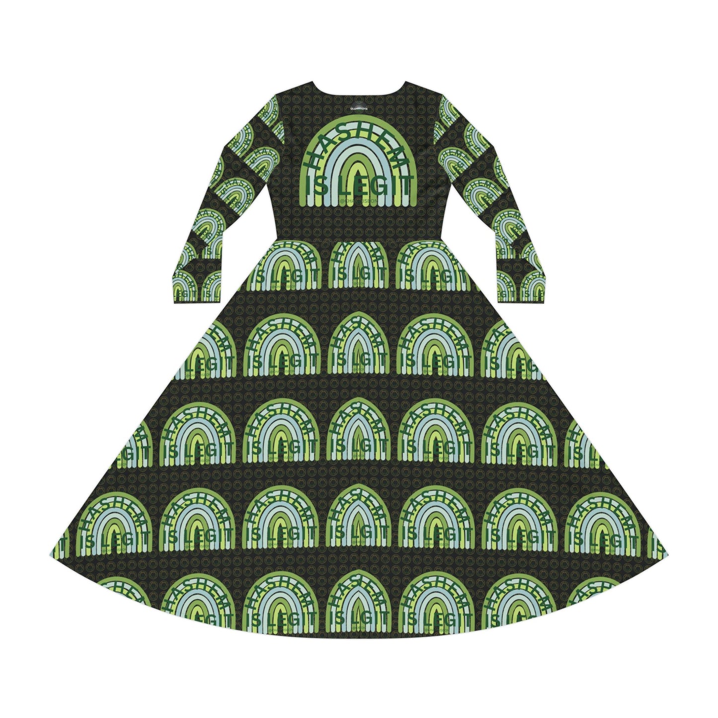 Hashem is Legit & Zionist Superhero Green Women's Long Sleeve Dance Dress