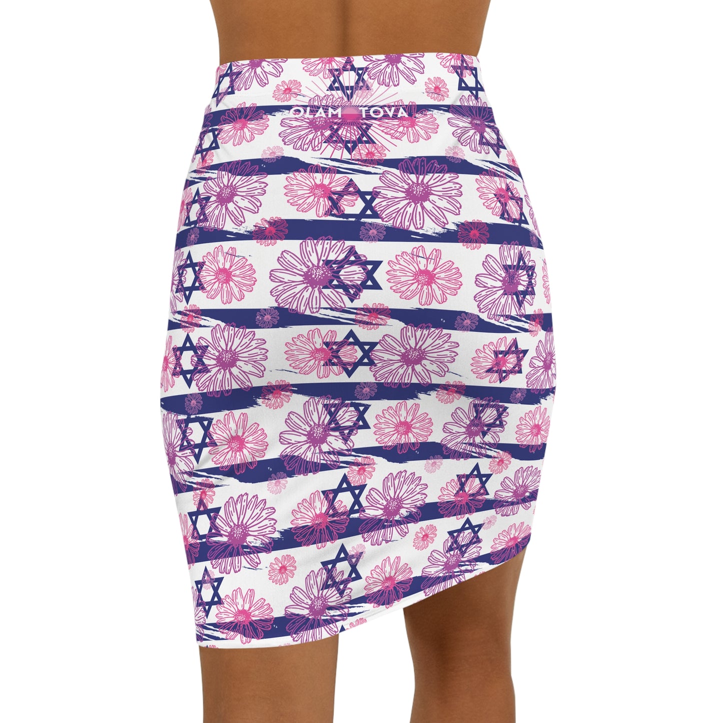 Israel Flowers Summer Swim Women's Mid-Waist Pencil Skirt