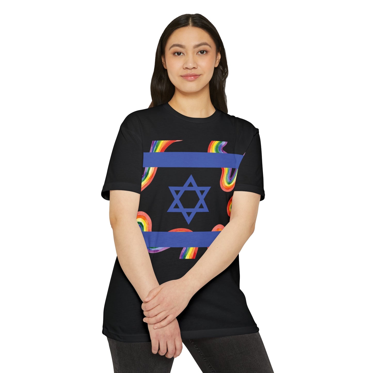 Rainbow Pride Squiggle Israel Flag CVC Jersey T-shirt