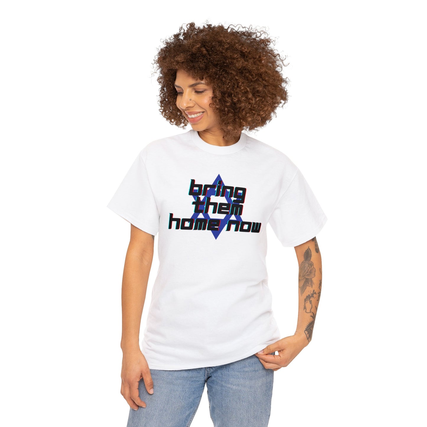 Bring Them Home Now Star of David Black & Blue Unisex Heavy Cotton Tee