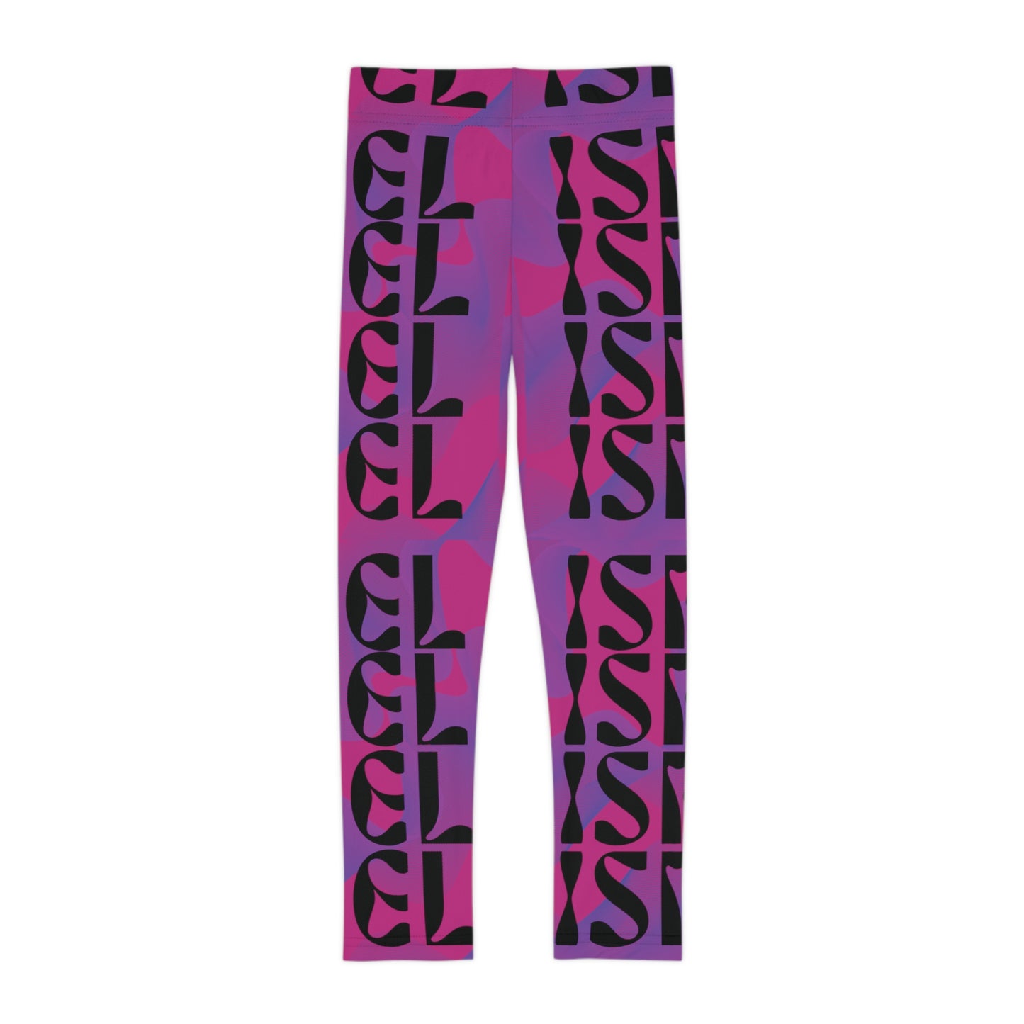 Flow & Squiggle Israel Purple on Hot Pink Kids Leggings