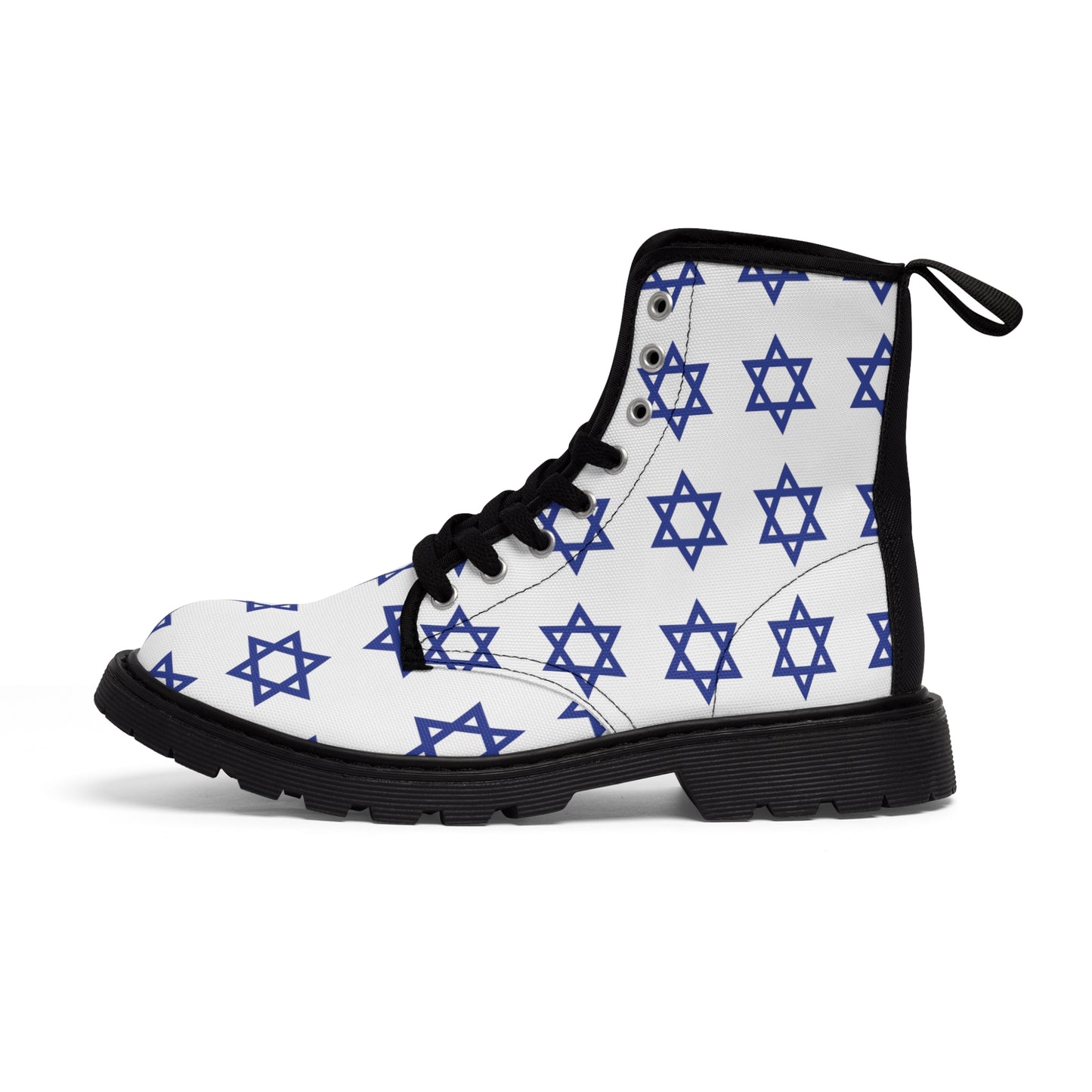 Classic Jewish Stars on White Women's Canvas Boots