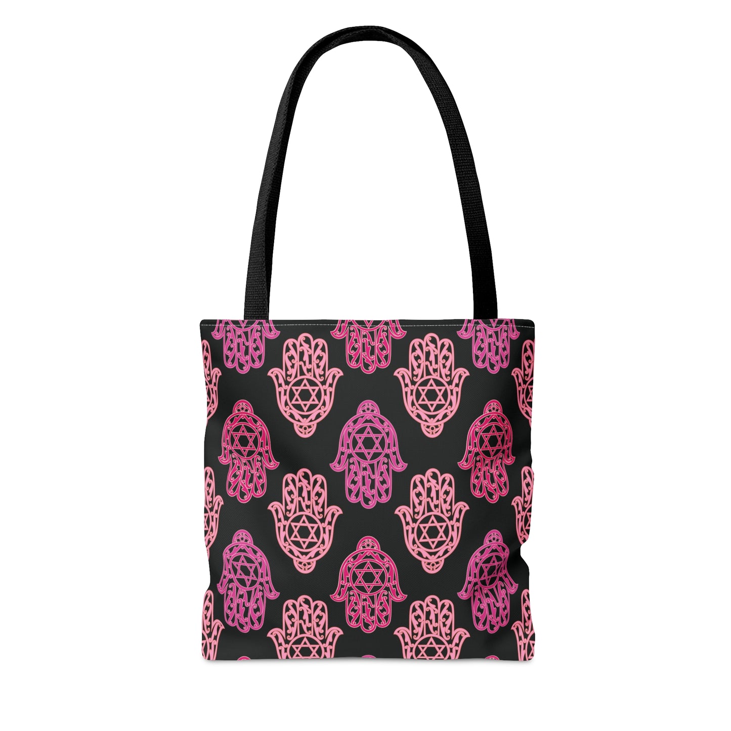 Hadar Pinks Hamsa Pattern on Black Pattern Tote Bag