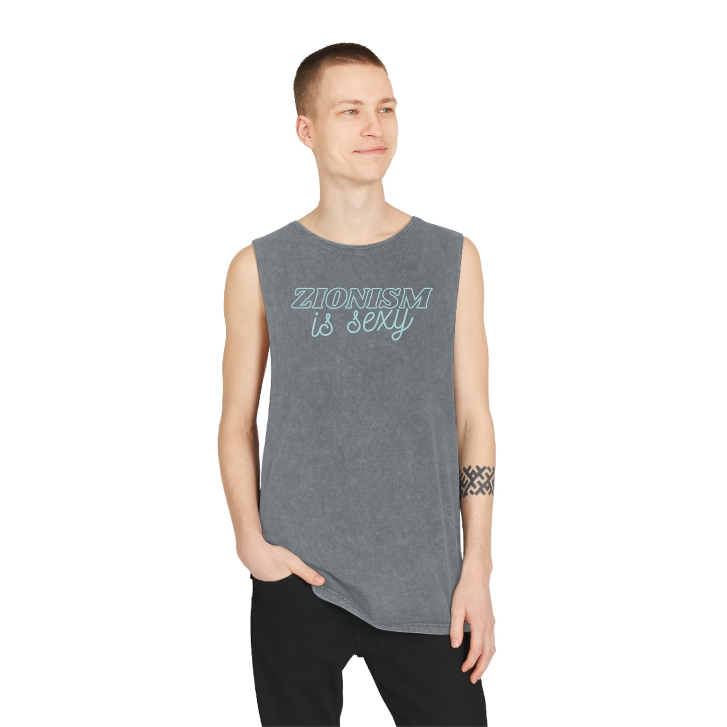 Zionism Is Sexyyy Teal Unisex Stonewash Tank Top