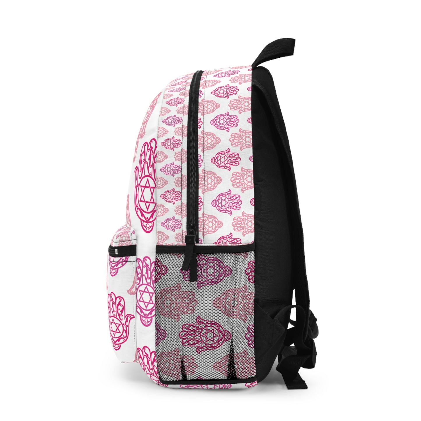 Hadar Pinks Hamsa Pattern on White Backpack