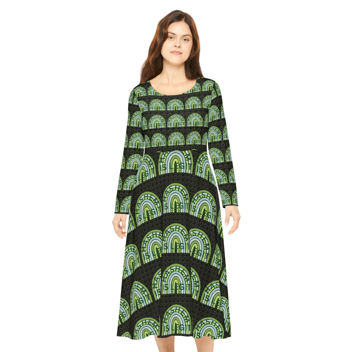 Hashem is Legit & Zionist Superhero Green Women's Long Sleeve Dance Dress