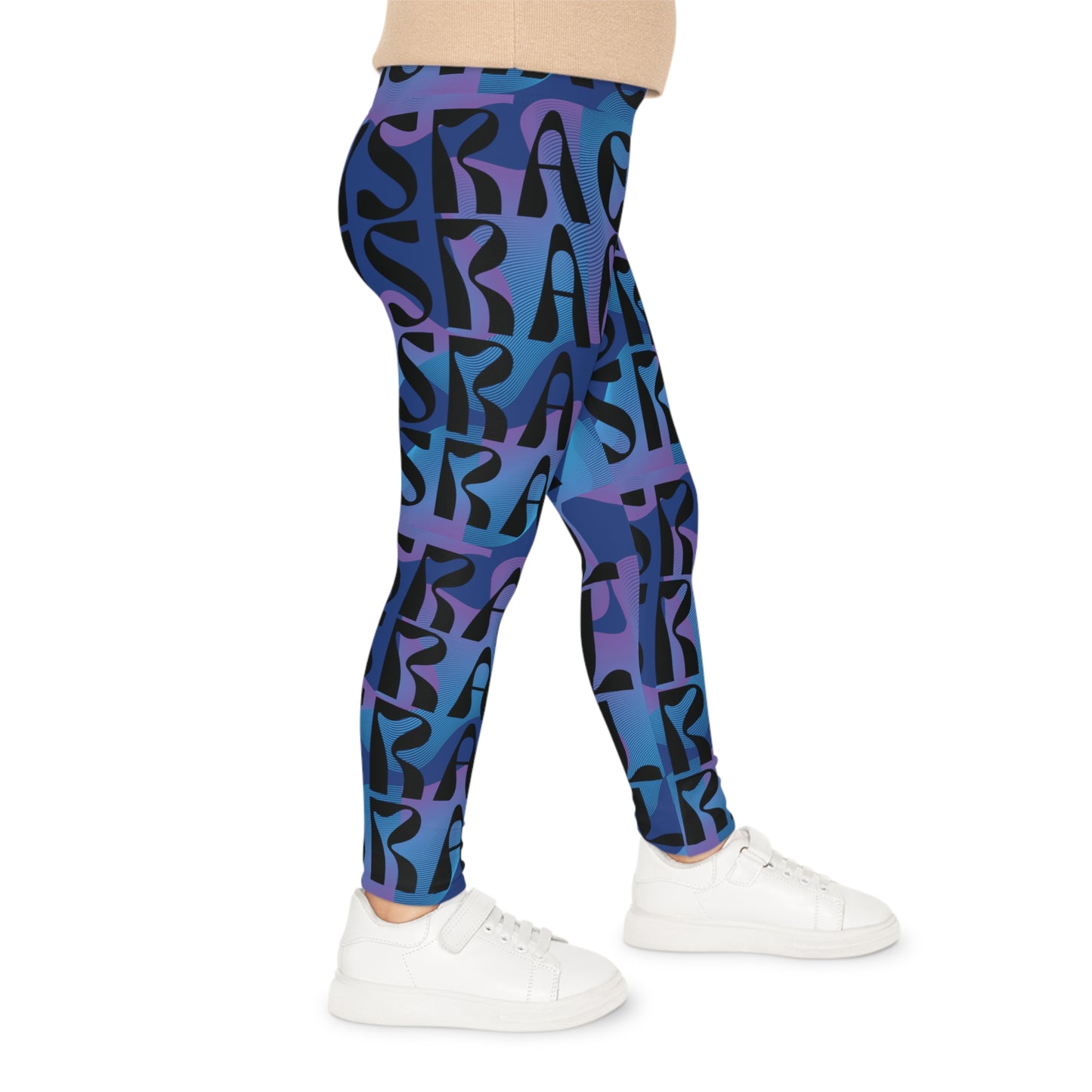 Flow & Squiggle Israel Indigo on Navy Kids Leggings