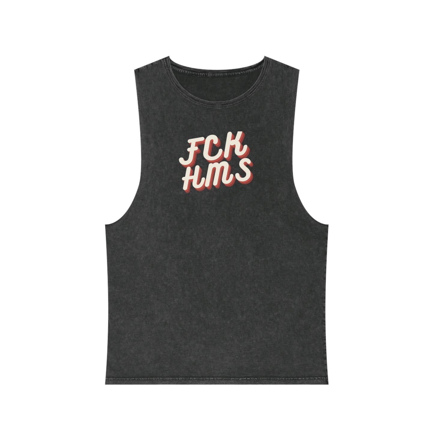 FCK HMS Script Tan & Orange Unisex Stonewash Tank Top