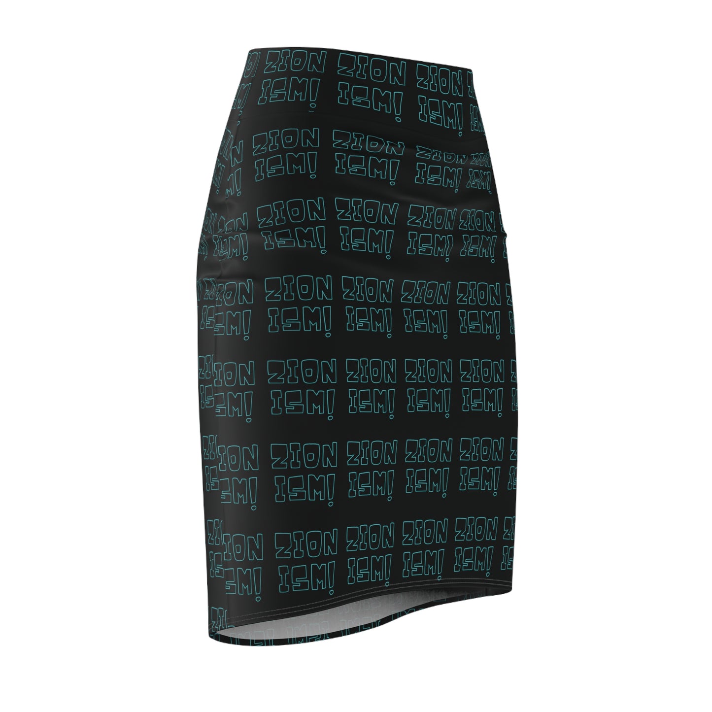 ZION Black Teal on Black Women's Pencil Skirt