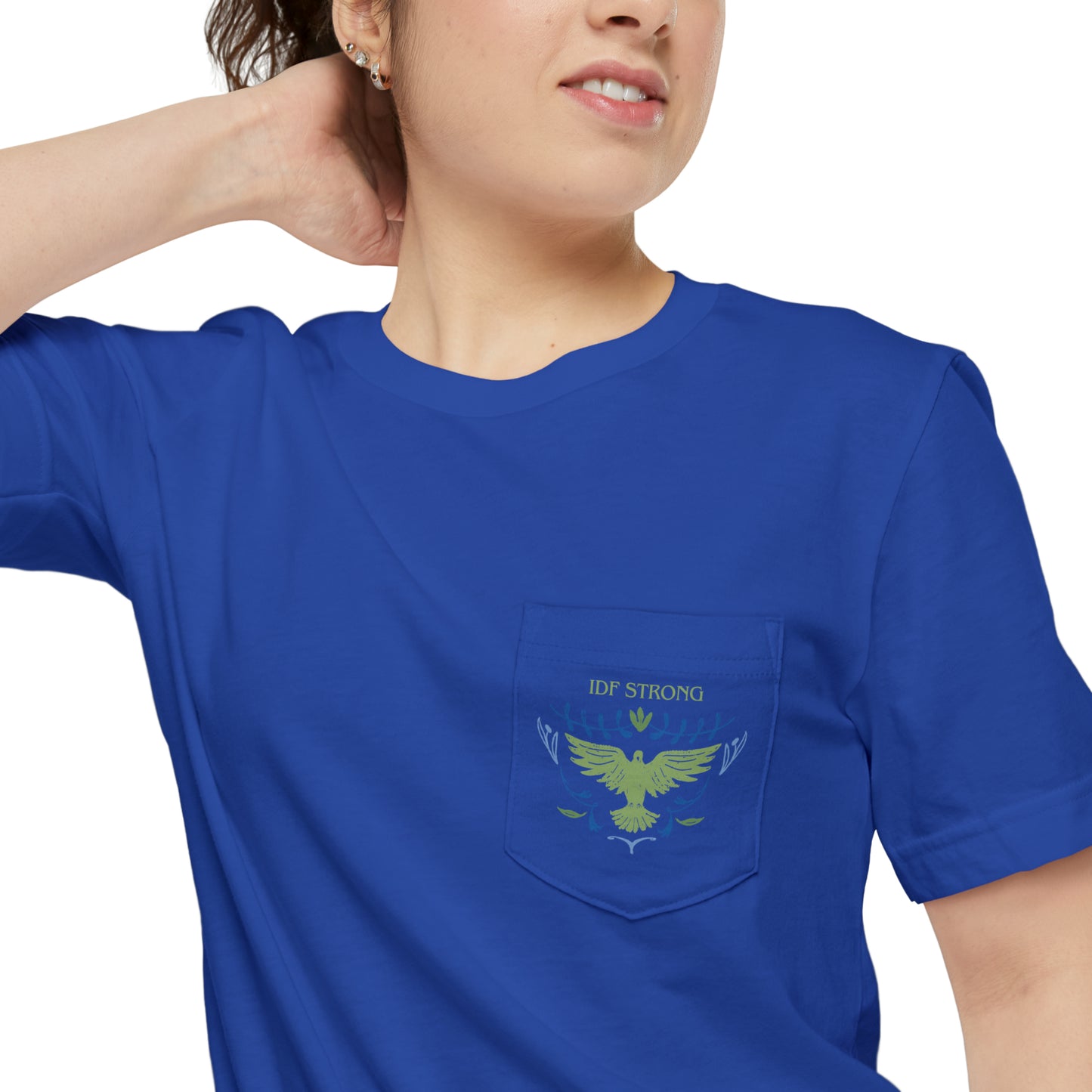 IDF Strong Army Green Unisex Pocket T-shirt