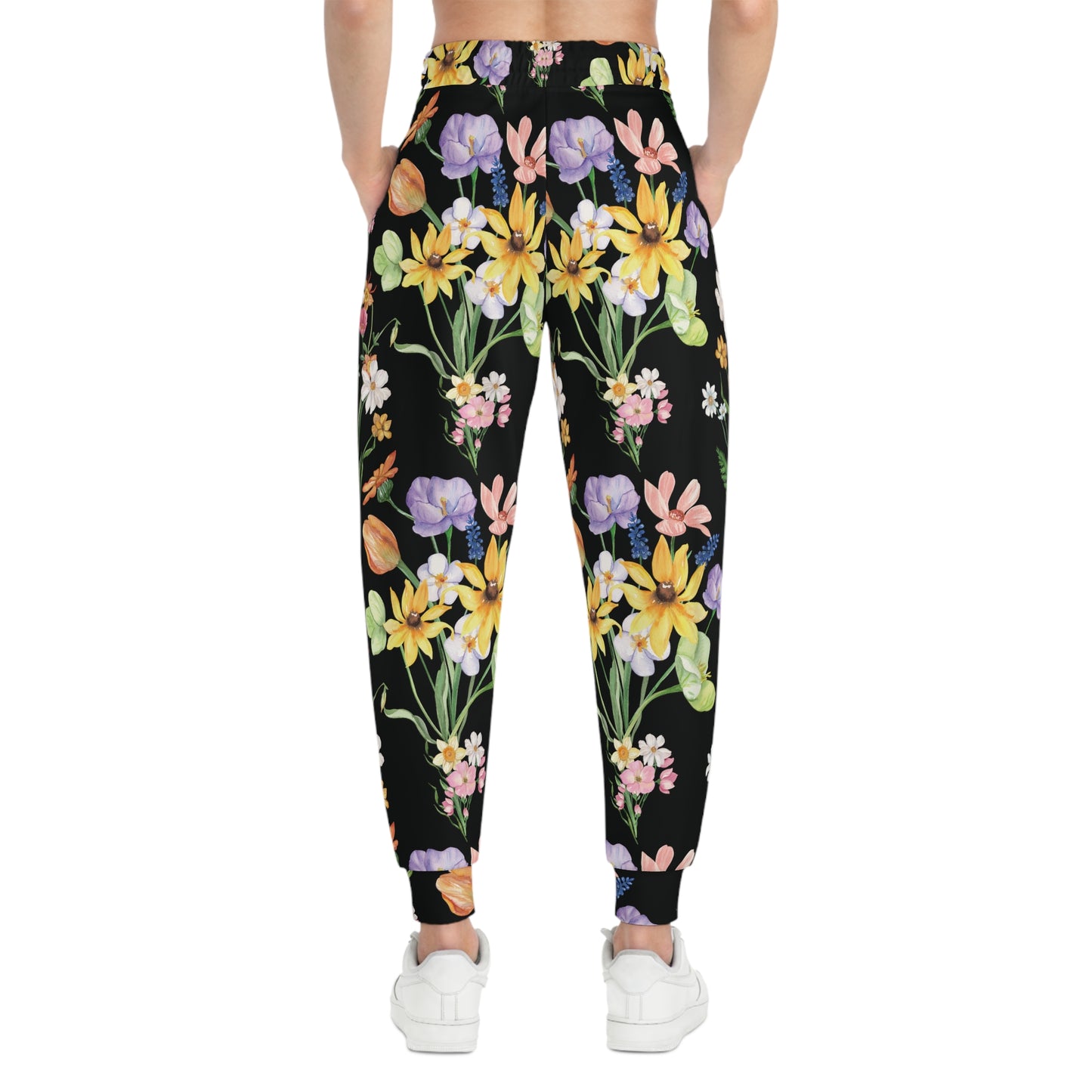 Yvonne Floral Pattern on Black Athletic Joggers