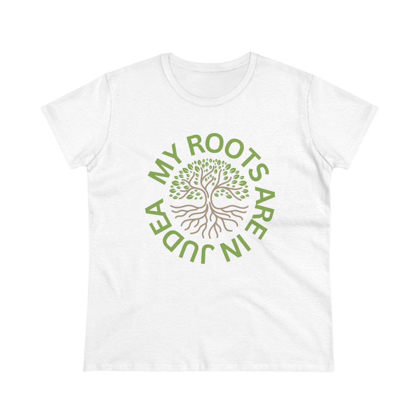 My Roots Are In Judea Green Circle Women's Midweight Cotton Tee