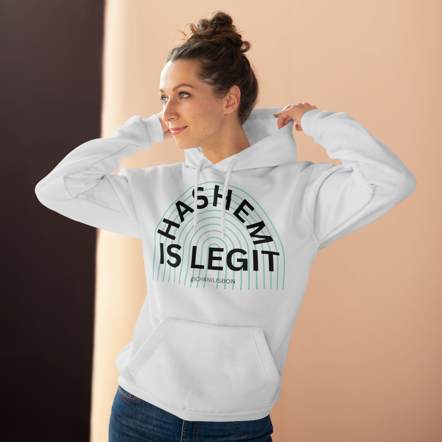 Chani Libson Hashem Is Legit Quote Teal Unisex Pullover Hoodie