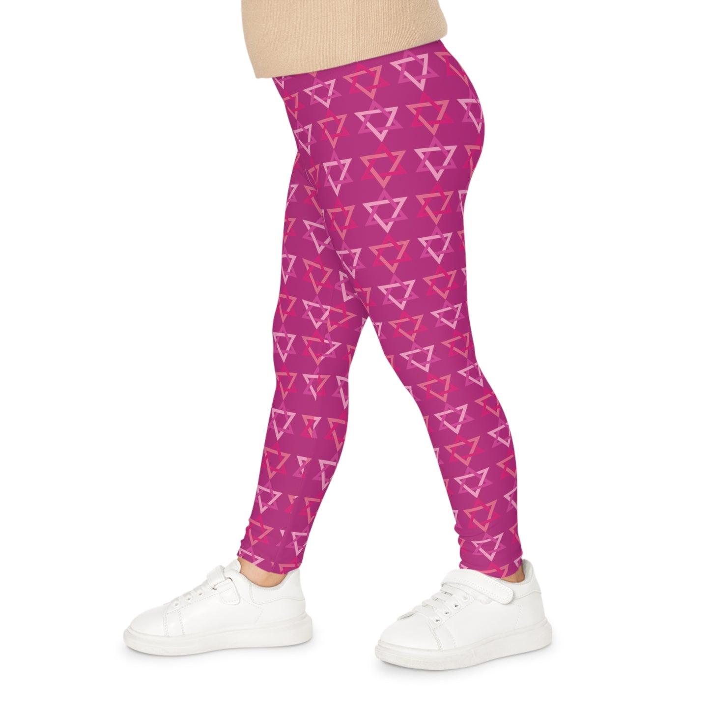 David Pinks Magan David Pattern on Hot Pink Kids Leggings