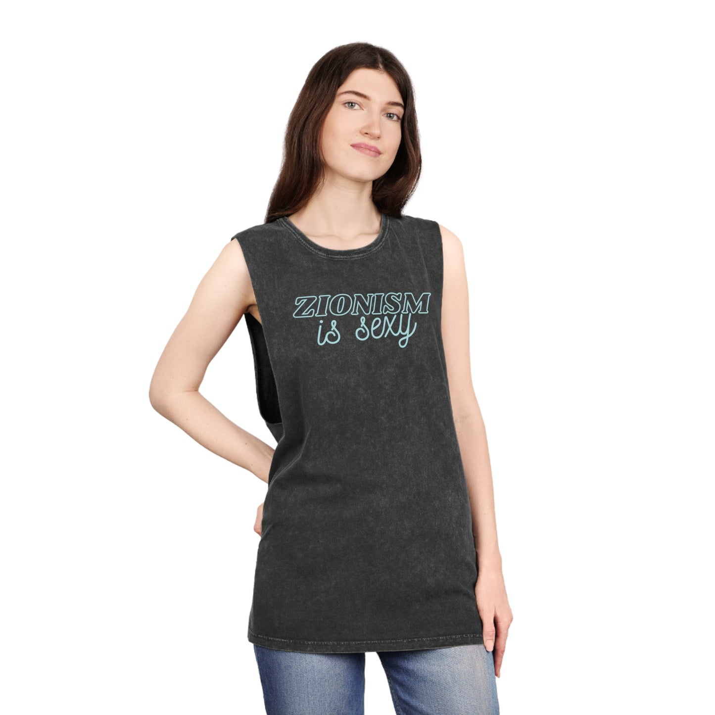 Zionism Is Sexyyy Teal Unisex Stonewash Tank Top